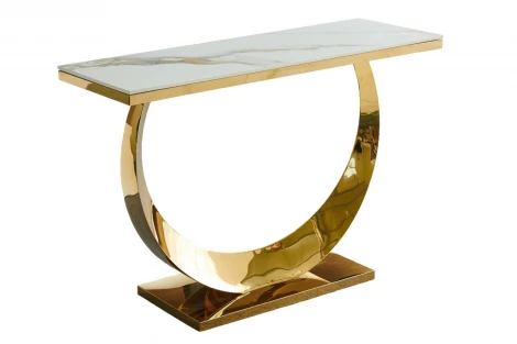 Стол-консоль IST-CASA Прайм IST-803,120х40х78 см, жемчужный белый/золотой