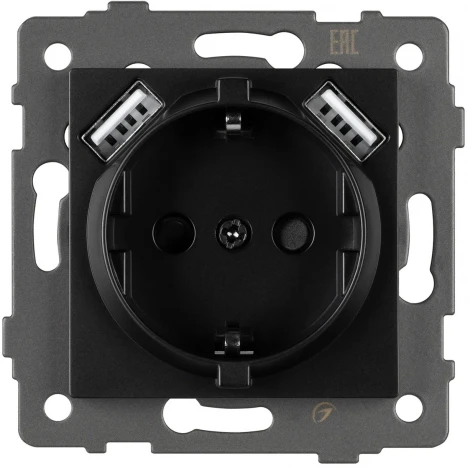 Механизм розетки с USB зарядкой SCT-MUAA-PL-BK-V (250V, 16A) (Arlight) 049819