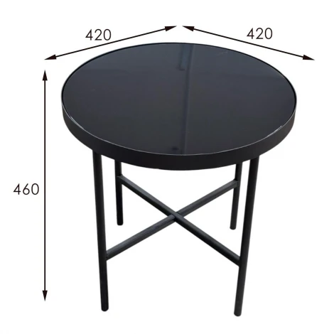 Стол журнальный МеталлАрт М011 МАЛЫЙ стемалит черный/черный Mebelik 009488