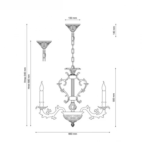 Подвесная люстра Lucia Tucci Firenze 1780.6 antique gold (220V, на цепи, подсвечник, свеча, листья, ветки)