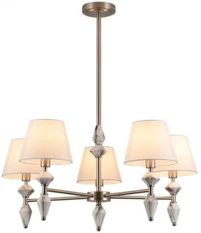 Потолочная люстра на штанге 8274/5 никель/белый/серый, металл/керамика/ткань Е14 5*40W 220V