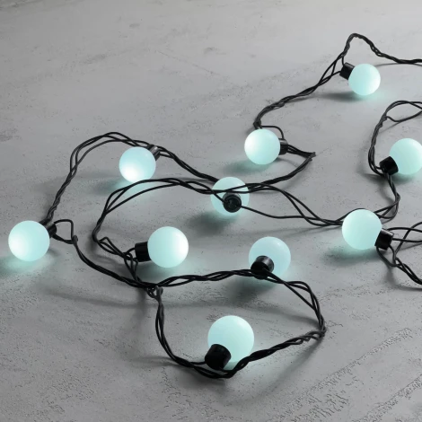 Гирлянда «Шарики» 5м белая 220В, 20 LED, провод черный каучук, IP65 Laitcom HB20-1-2W