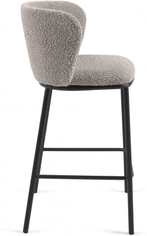 Полубарный стул Ciselia из серой ткани букле и черного металла 65 см La Forma (ex Julia Grup) арт.160256