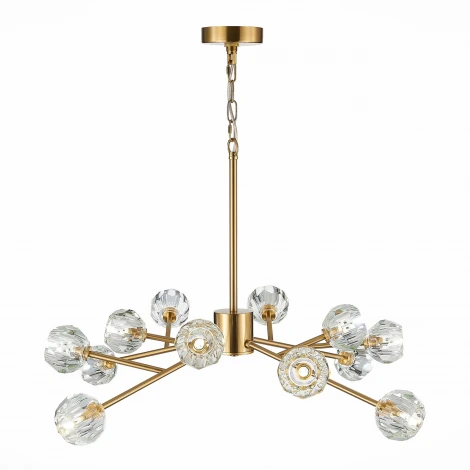 Подвесная люстра на штанге ST Luce Romano SL1166.303.12 (220V, хрусталь, на цепи, шарики, молекулы)