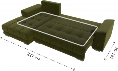 Диван угловой НордСтар левый угол (Зеленый/Микровельвет) Лига Диванов арт.121114L