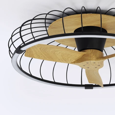 Потолочный светильник светодиодный диммируемый с вентилятором с пультом управлением смартфоном регулировкой цветовой температуры Mantra Nature 7808 (регулировка яркости, 220V, умный дом - Алекса, вертолет)