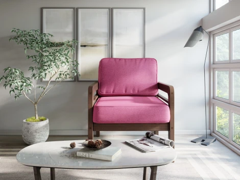 Кресло Arsko Бергер орех рогожка розовая