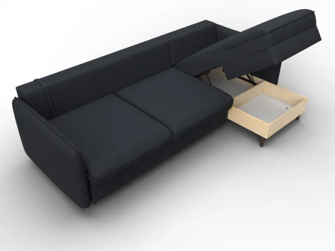 Диван угловой Лига-064 НПБ угол универсальный (ДСП/Дерево/Замша/Темно-серый) Лига Диванов 129635