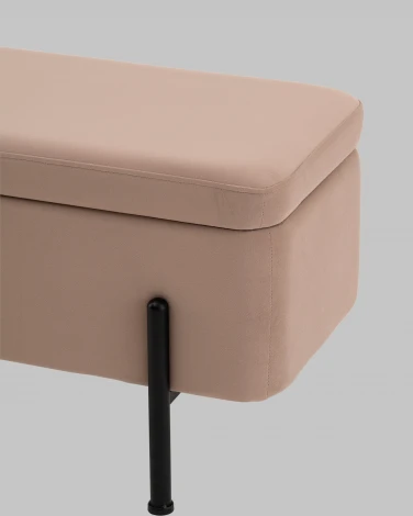 Банкетка Stool Group Болейн с ящиком велюр бежевый черные ножки арт.УТ000040205