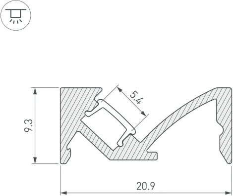 Профиль SL-BEVEL-W21-2000 ANOD (Arlight, Алюминий) 043687