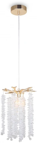 Подвесной светильник Freya Mineral FR1010PL-01G (220V, хрусталь, на проводе, листья, ветки)