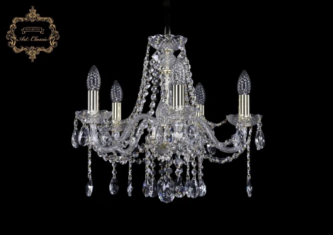 Подвесная люстра Art Classic 11.12 11.12.5.165.Gd.Sp (220V, хрусталь, на цепи, подсвечник, свеча)