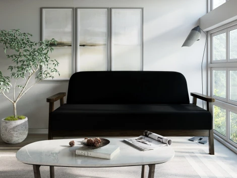 Диван Arsko прямой Флори М венге велюр черный