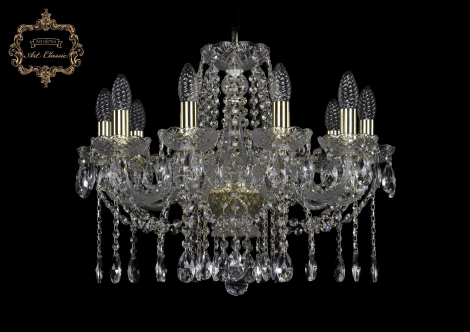 Подвесная люстра Art Classic 11.12 11.12.10.195.Gd.Sp (220V, хрусталь, на цепи, подсвечник, свеча)