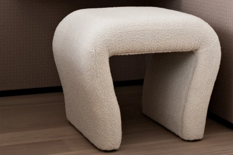 GY-08717 Банкетка букле белый d54*40,5*45,5см Garda Decor