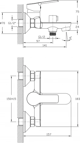 Смеситель Rush Victoria VI7135-44 для ванны с душем
