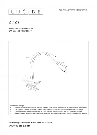 Интерьерная настольная лампа на прищепке светодиодная с выключателем диммером Zozy 18256/03/30 (220V)