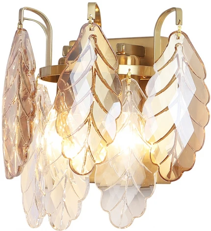 Бра Crystal Lux TREVI AP2 BRASS (220V, хрусталь, листья)