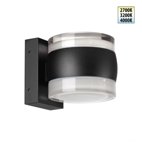 Настенный уличный светильник Novotech Estima 359720 черный с переключателем цв. температуры IP65 LED 16W 100-240V 2700К/3200К/4000К