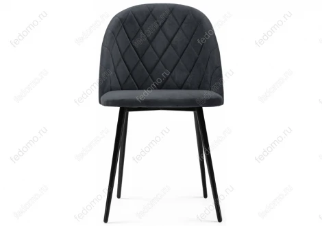 Стул Woodville на металлокаркасе Зест микровелюр серый / черный глянец 464196