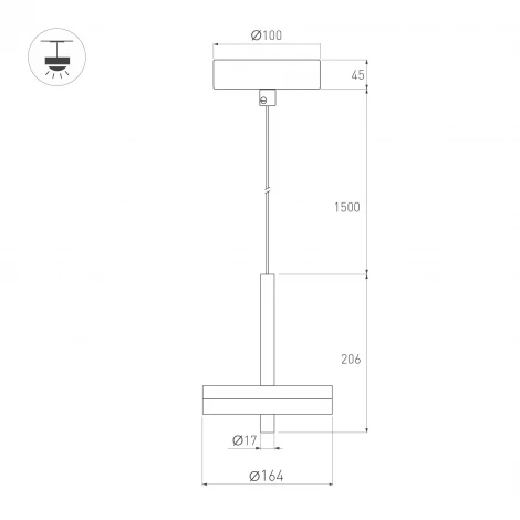Подвесной светильник SP-MENTA-R165-12W Warm2700 (BK, 130 deg, 230V) (Arlight, IP20, Мрамор) 061697