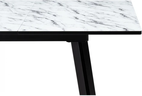 Стеклянный стол Woodville Агни 110(140)х68х76 мрамор белый / черный матовый 528558