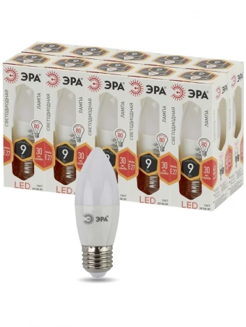 Лампочка светодиодная E27 9W ЭРА LED B35-9W-827-E27