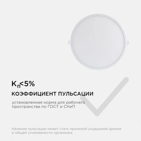 Потолочный светильник светодиодный встраиваемый 220В 24Вт 1920лм изолированный драйвер 2700К Apeyron 06-23