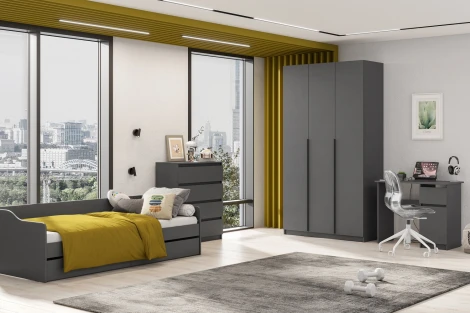 Шкаф распашной с наполнением Арника (9 полок) ШК 5 (1200), Графит