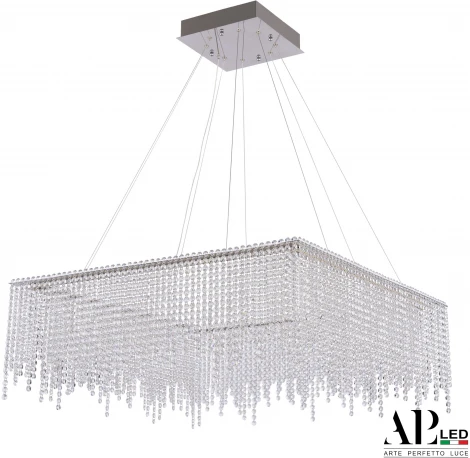 Подвесная люстра светодиодная APL LED Sicilia SH04.86.B.Ni.4000 (220V, хрусталь, на тросе)