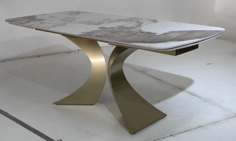 Стол МАТИАС (MATIAS) 180 цвет ПАНДОРА (GLOSS LUXURY PANDORA SOLID CERAMIC) / ШАМПАНЬ, ®DISAUR M-City 64340