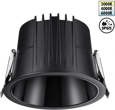 Светильник встраиваемый Novotech Lang 359429 черный с переключателем цв. температуры IP65 LED 20W 220V 3000К\4000К\6000К (круглые)
