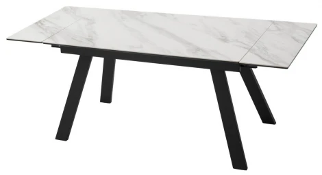 Стол МОРИС-2 140 цвет БЕЛЫЙ МРАМОР АКТИВНЫЙ, керамика / Черный каркас M-City 64593