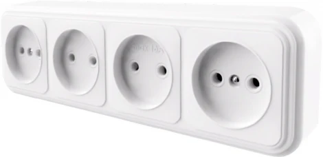 Розетка 4-х местная без заземления (белый) Stekker Брест 39701