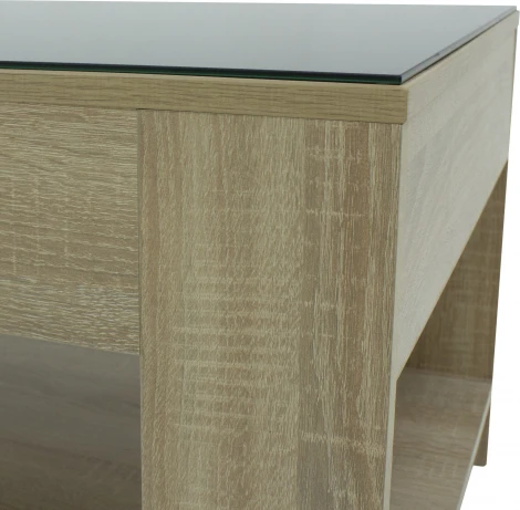 Стол журнальный BeautyStyle 26 сонома/стекло черное Mebelik арт.000271