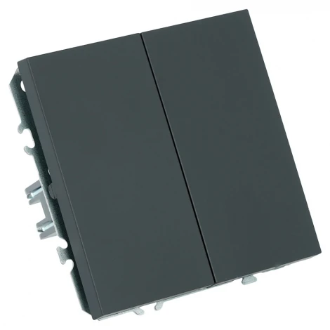 Переключатель двухклавишный (черный уголь, soft touch) Stekker Эмили 50249