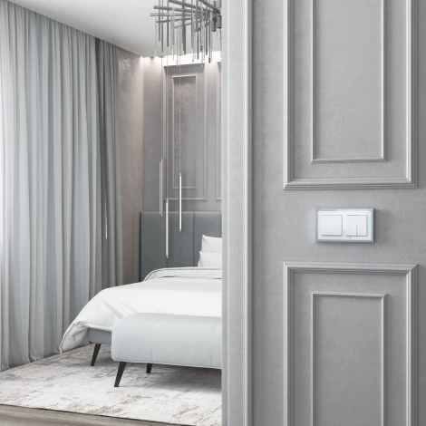 Рамка на 2 поста Baguette (белый/серебро) Werkel W0022850 (a060231)