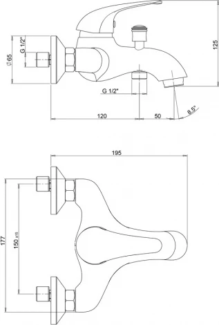 Смеситель Paini Smile 39CR105KM для ванны с душем