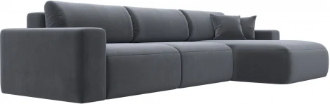 Диван угловой Лига-036 НПБ Классик Лонг правый угол (Серый/Велюр) Лига Диванов арт.121395