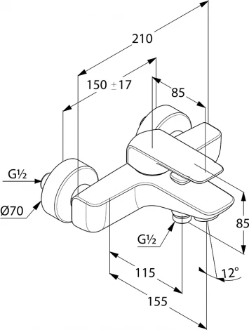 Смеситель Kludi Ameo 414450575 для ванны с душем