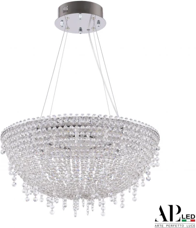 Подвесная люстра светодиодная с пультом APL LED Sicilia SH501.0.50.B.LED-DIM.Ni (220V, хрусталь, на тросе, круглые)