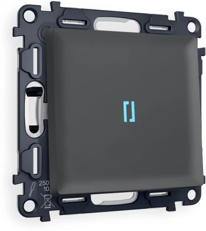 Комплект механизма Ambrella Volt 1-клавишного выключателя с подсветкой 10000K ALFA MA902020 Графит мягкое касание QUANT