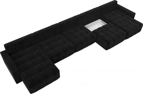 Диван п-образный с полками Лига-053 НПБ МегаЛонг Лига Диванов (Велюр) арт.129009