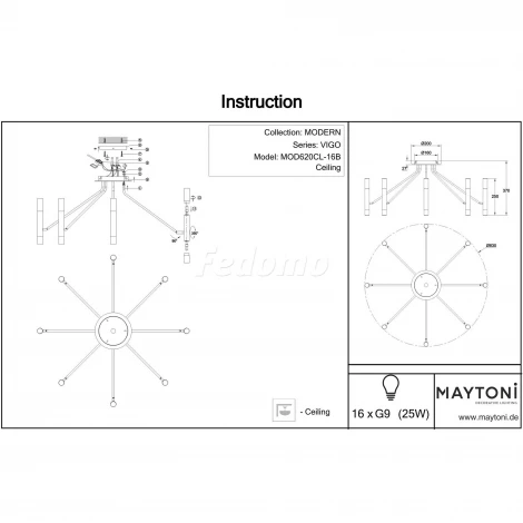 Потолочная люстра Maytoni Vigo MOD620CL-16B (220V)