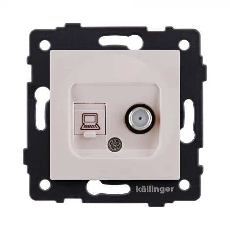 Розетка двойная спутниковая SAT + RJ45 кашемир матовый Kollinger REA-022CM для Aspekt, Eleganz, Reflex