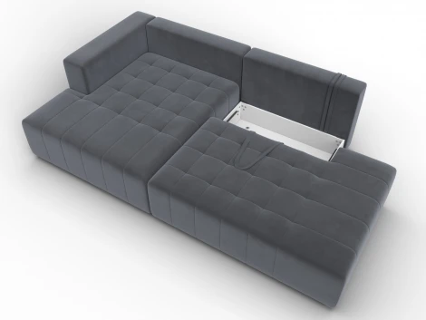 Диван угловой Лига-103 НПБ угол левый (ДСП,Брус,Фанера,Велюр/Серый) Лига Диванов 134817L