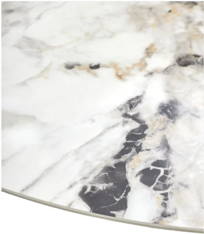 Стол КОЛИЗЕЙ D140 ARCTIC OCEAN, Белый мрамор, керамика / Черный каркас М-City