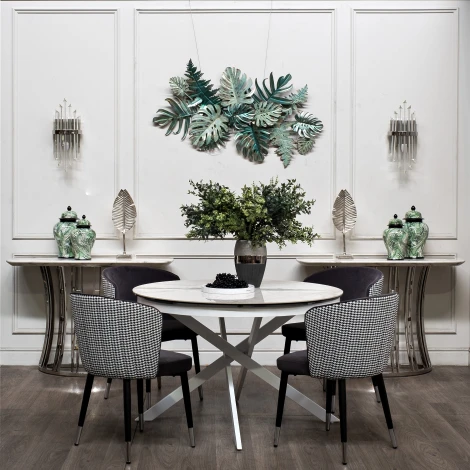 Стул велюр серый 54*57*80см с ч/б спинкой Garda Decor арт.30C-1232F GR