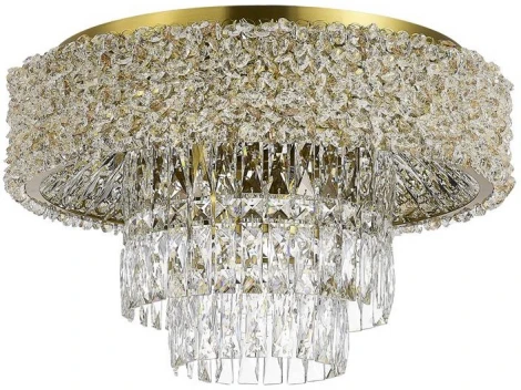 Потолочная люстра ST Luce Seline SL1637.302.10 Латунь/Прозрачный, Янтарный E14 10*60W (220V, хрусталь, подвески, круглые)