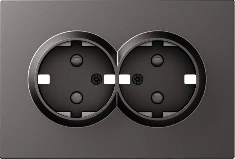 Накладка для розетки 2-й с заземлением, со шторками 16A 250 В~, матовый титан Donel S08 DS22245